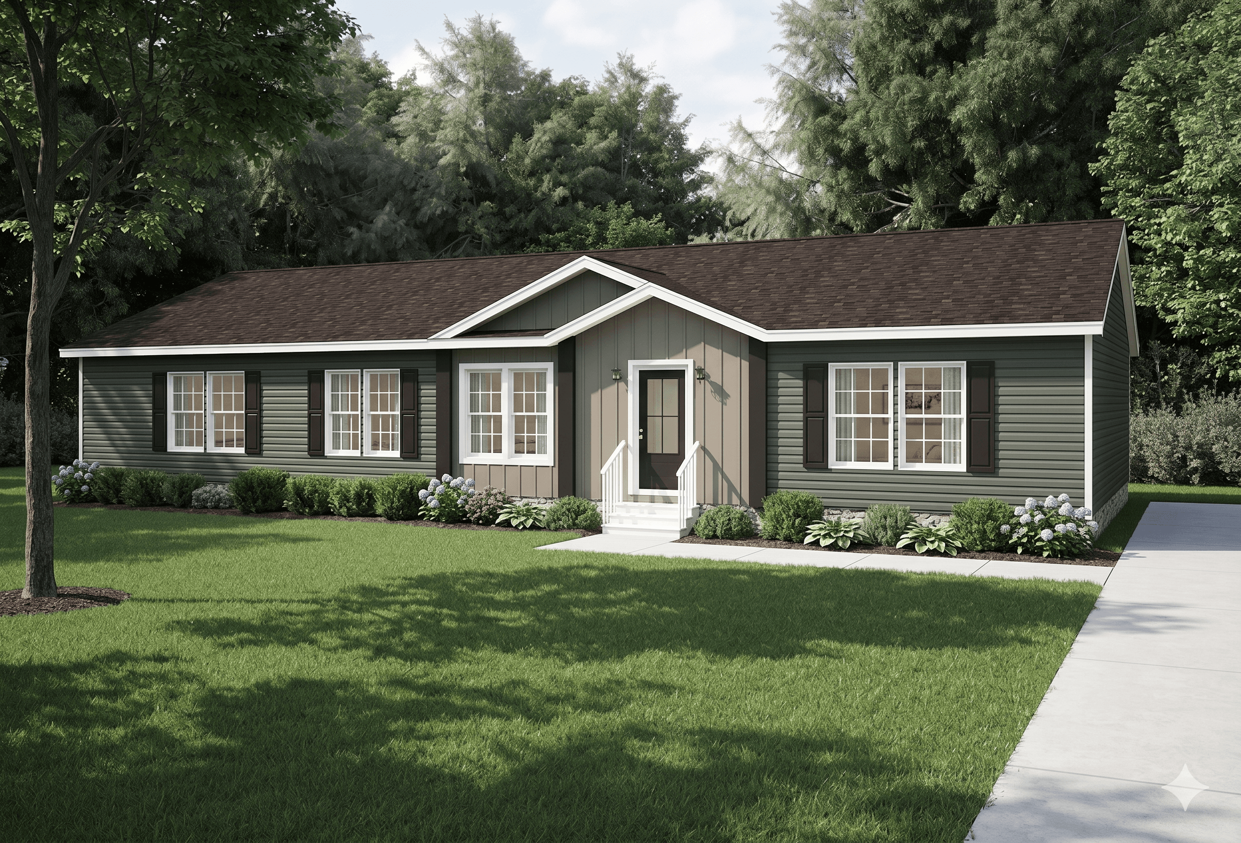 The bayview mod hero, elevation, and exterior home features