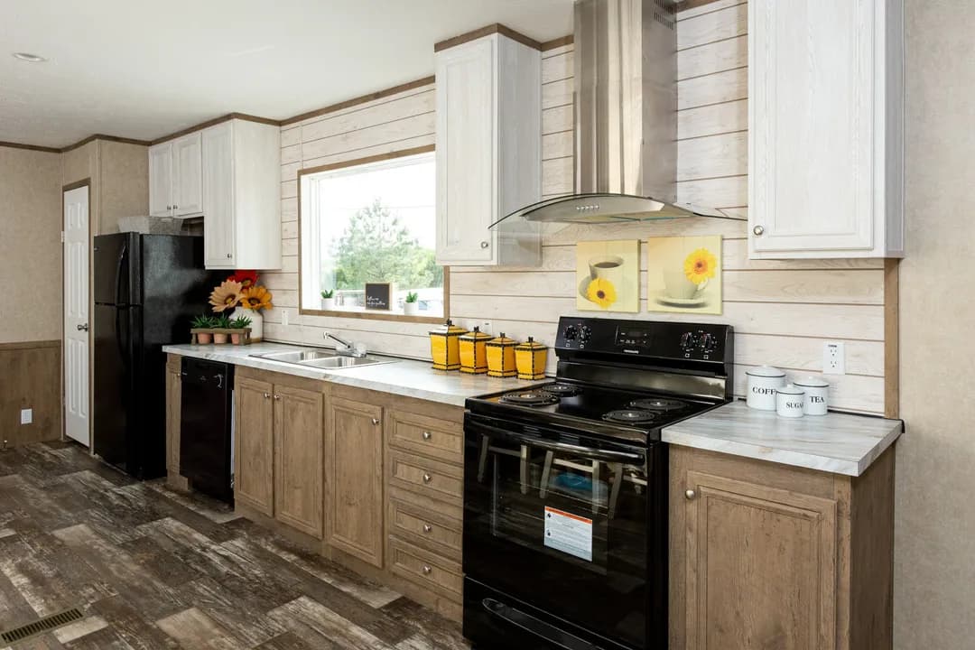 The ranch house kitchen home features