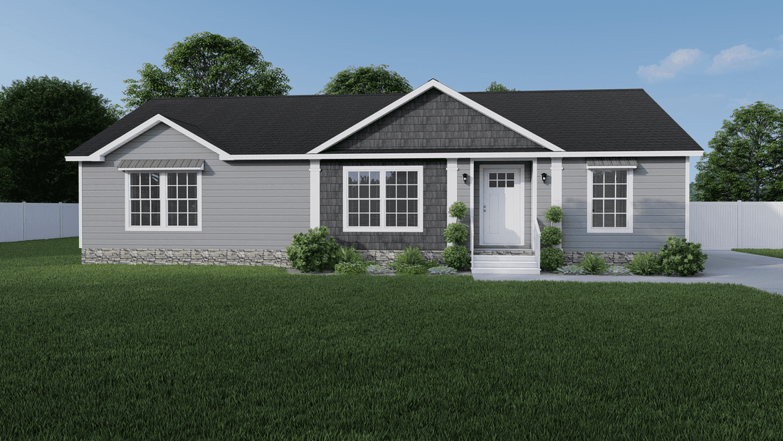 Blue bay mod hero, elevation, and exterior home features