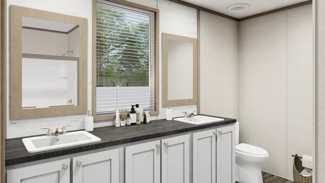 The southern farmhouse 2 bathroom home features