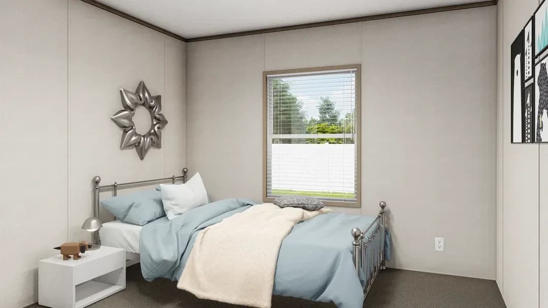 The southern farmhouse 2 bedroom home features