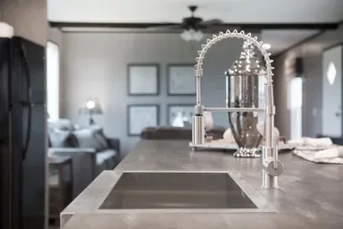 The seaside kitchen home features