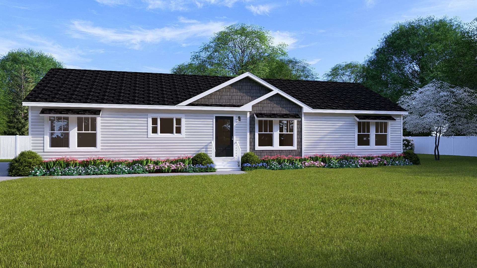 The classic mod hero, elevation, and exterior home features
