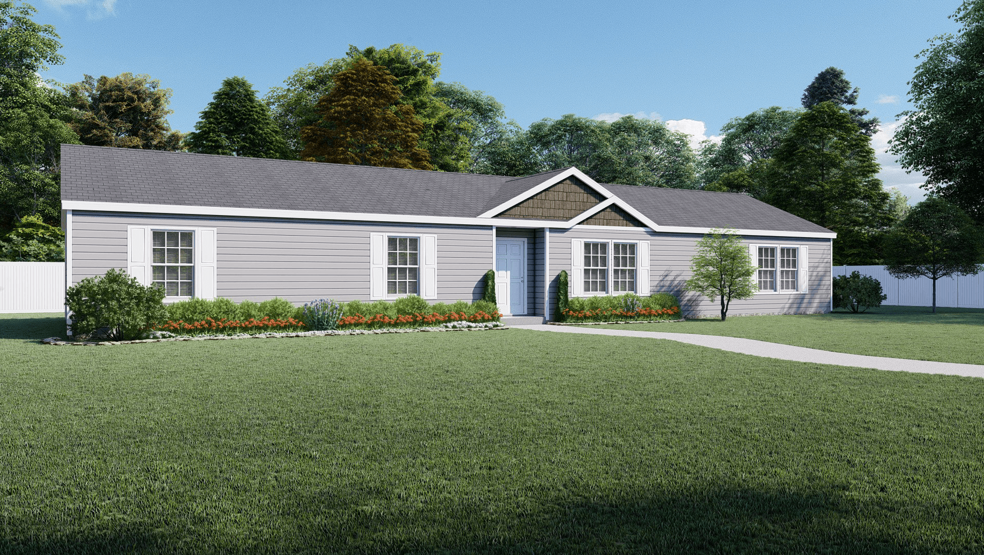 The driftwood mod hero, elevation, and exterior home features