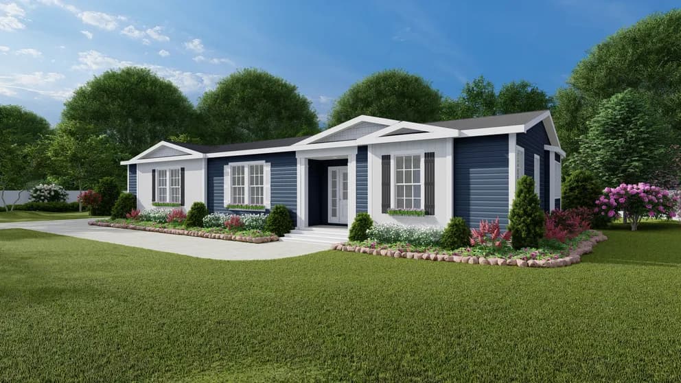The sanibel mod elevation and exterior home features