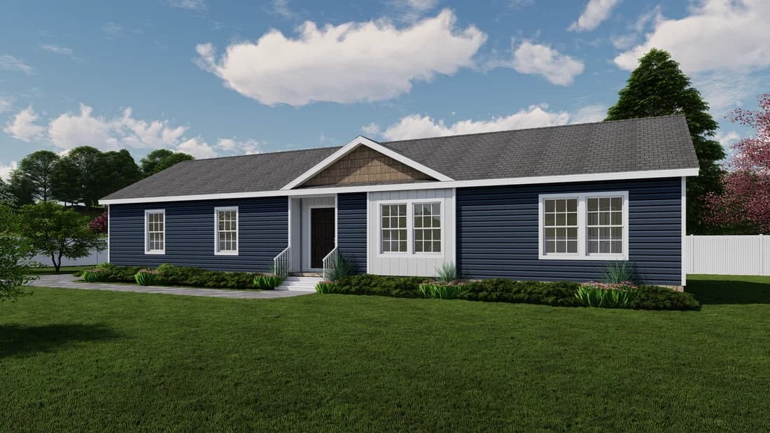 The brook mod hero, elevation, and exterior home features