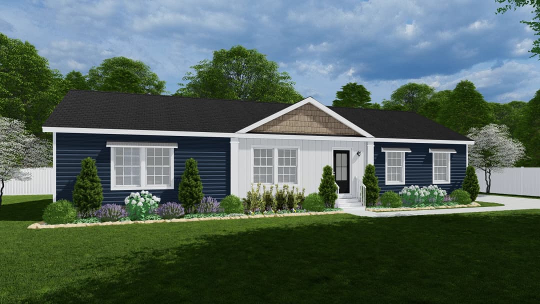 The whitecap mod hero, elevation, and exterior home features